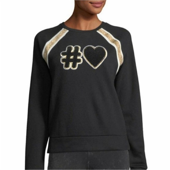 MAJE Black Hashtag Heart Embroidered Pullover Sweater Size S - Picture 2 of 6